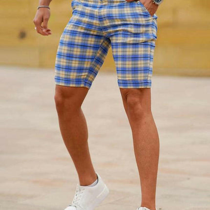 men's skinny plaid plus size casual shorts at €20.99