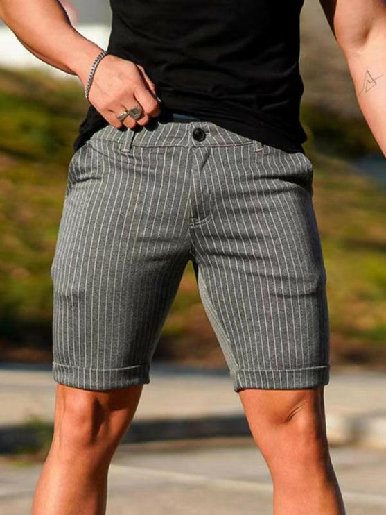 men's skinny plaid plus size casual shorts - GrozavuShop