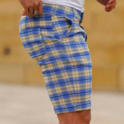 men's skinny plaid plus size casual shorts at €20.99