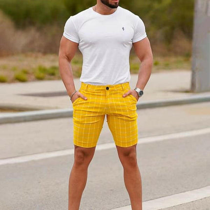 men's skinny plaid plus size casual shorts at €20.99