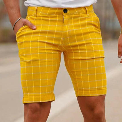 men's skinny plaid plus size casual shorts at €20.99