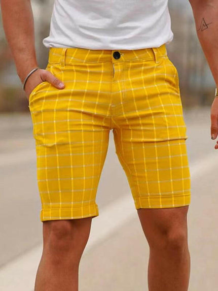 men's skinny plaid plus size casual shorts at €20.99