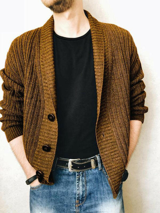 Men's Solid Color Single Breasted Casual Knit Cardigan at €99.99