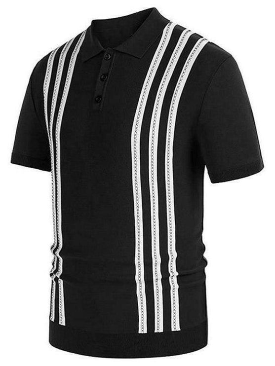 Men's Stripe Short Sleeve Polo Shirt - GrozavuShop