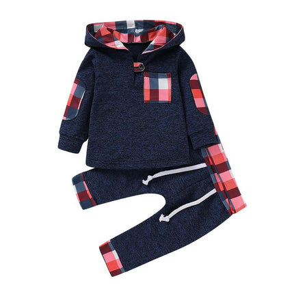 Multicolor Embroidery Plaid Plush Hoodie Suit at €48.99