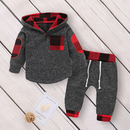 Multicolor Embroidery Plaid Plush Hoodie Suit at €48.99