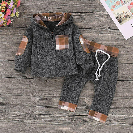 Multicolor Embroidery Plaid Plush Hoodie Suit at €48.99