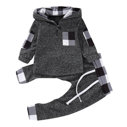 Multicolor Embroidery Plaid Plush Hoodie Suit at €48.99