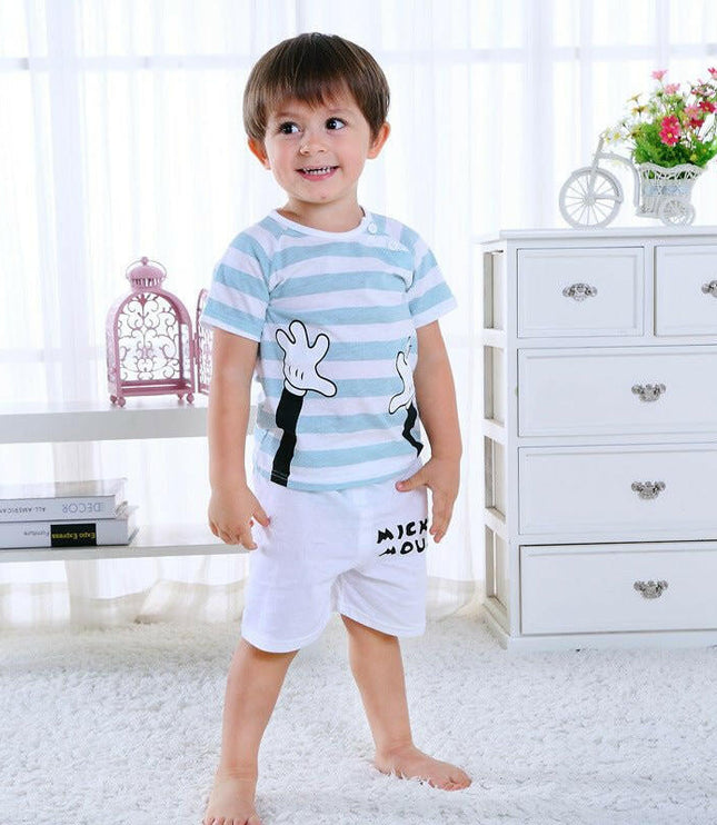 New baby suit cotton children's clothes summer boy two-piece suit - GrozavuShop