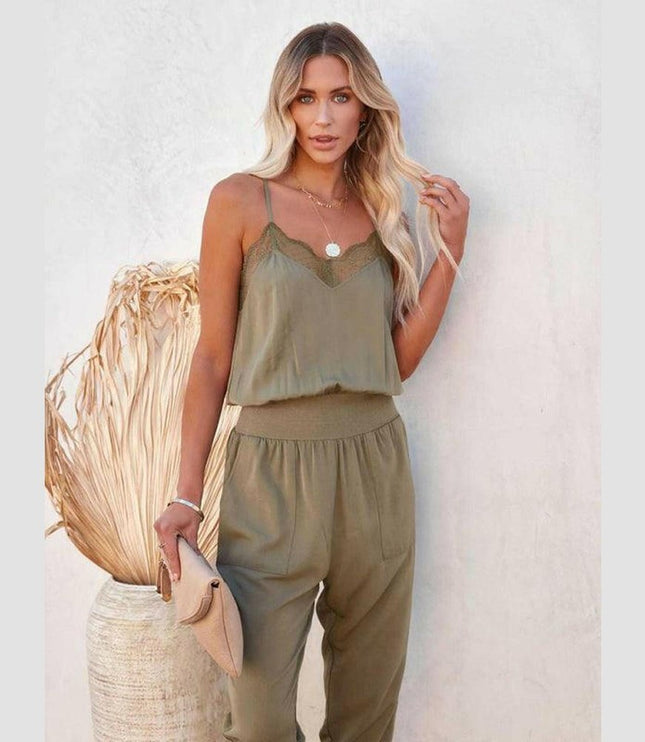 new sexy suspenders loose casual stitching jumpsuit - GrozavuShop