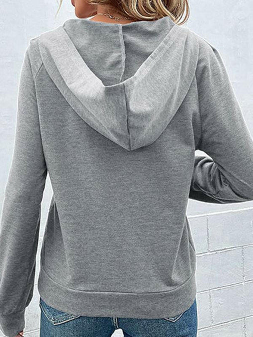 New women's long-sleeved hooded open button collar solid color sweater at €36.99