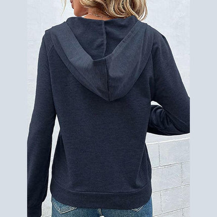 New women's long-sleeved hooded open button collar solid color sweater at €36.99