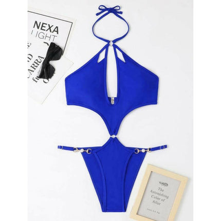 Pearl Chic: Women's Cut-out Halter One-piece Bikini Set at €39.99