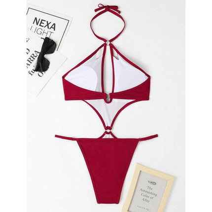 Pearl Chic: Women's Cut-out Halter One-piece Bikini Set at €39.99