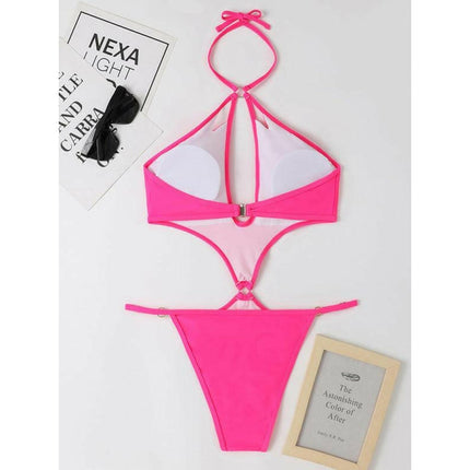 Pearl Chic: Women's Cut-out Halter One-piece Bikini Set at €39.99