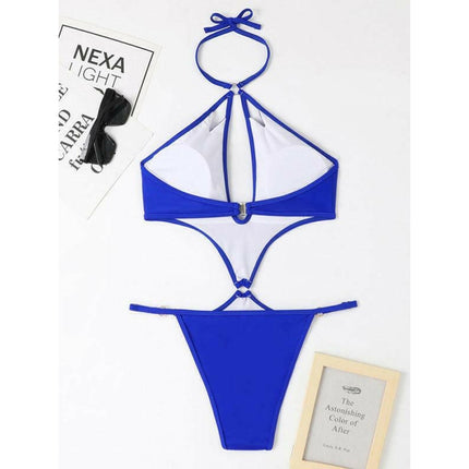 Pearl Chic: Women's Cut-out Halter One-piece Bikini Set at €39.99