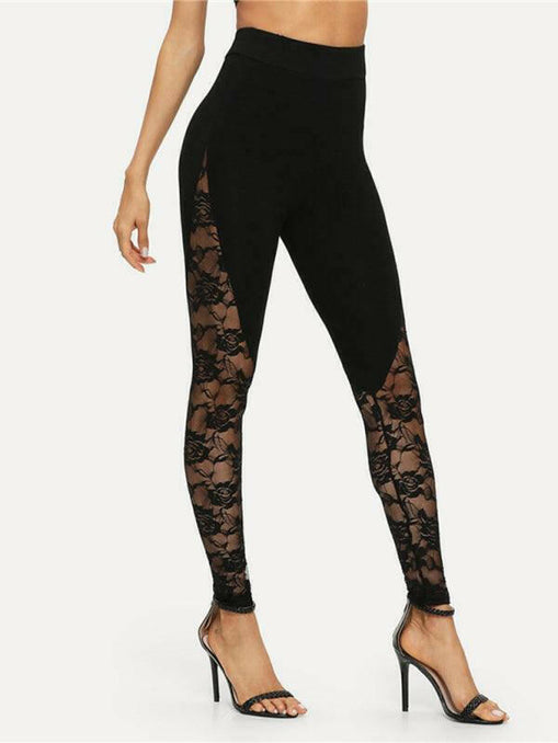 Sexy hollow lace stitching sports yoga leggings at €13.99