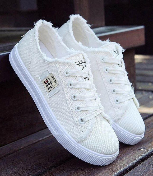 Stylish Canvas Sneakers for Women: Casual and Comfortable Lace-Up Shoes - GrozavuShop