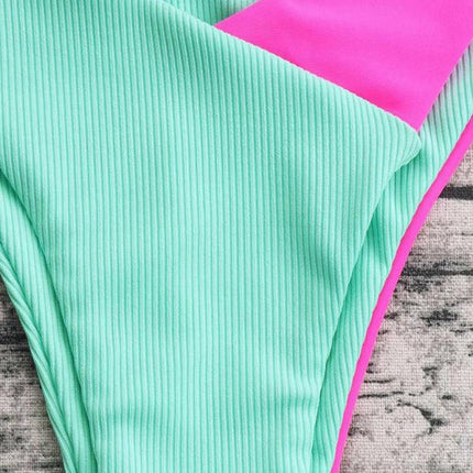 Women's Color block Binding Trim Bikini Swimsuit Set at €18.99