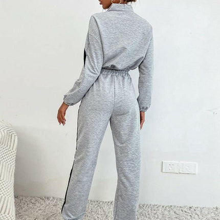 Women's two piece color block long sleeve short sweatshirt suit at €92.99